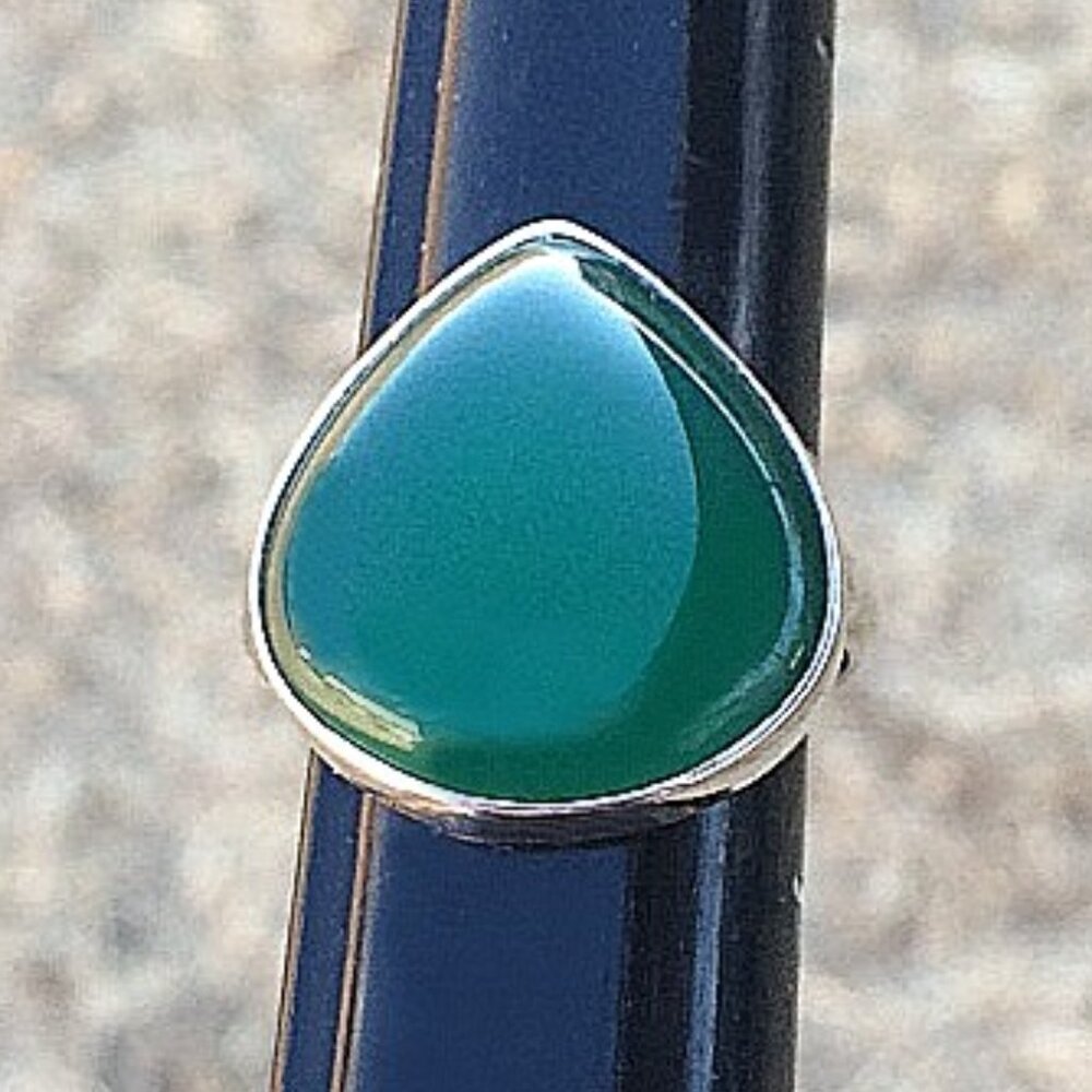 New - Green Onyx 925 Sterling Silver Ring - Size 8.5
